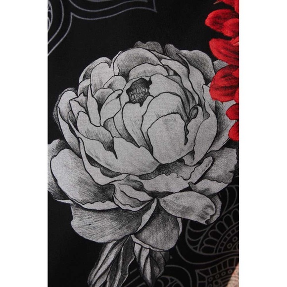 Desigual Alexandre Dress Black Chiffon Layers with Flowers XXL - Picture 15 of 16